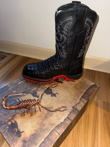 Customer photo review of Black Caiman Neck Leather Boots With 3D Lightweight Sole - Composite Toe
