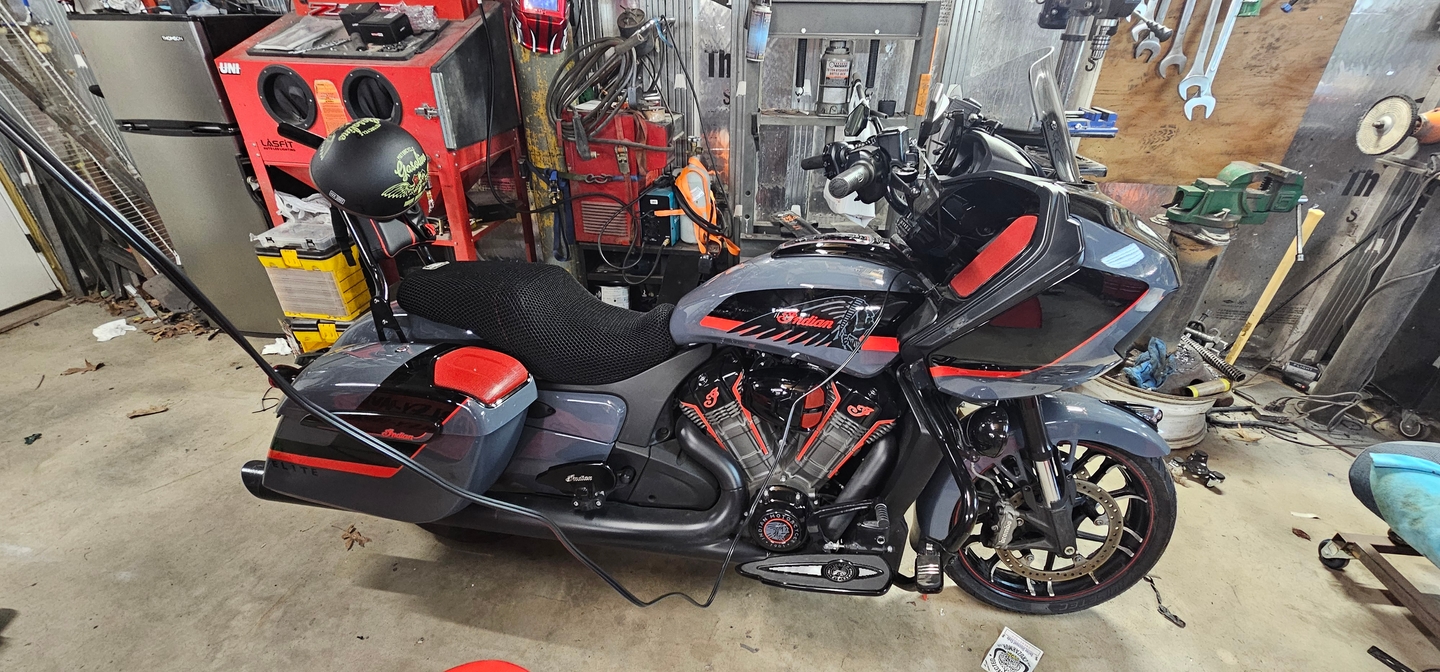 Wind Rider mesh seat cover on a Indian Challenger