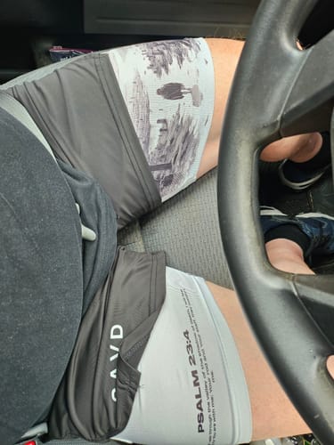 Customer photo review of Psalms 27:1 Soldier’s Faith Performance Shorts