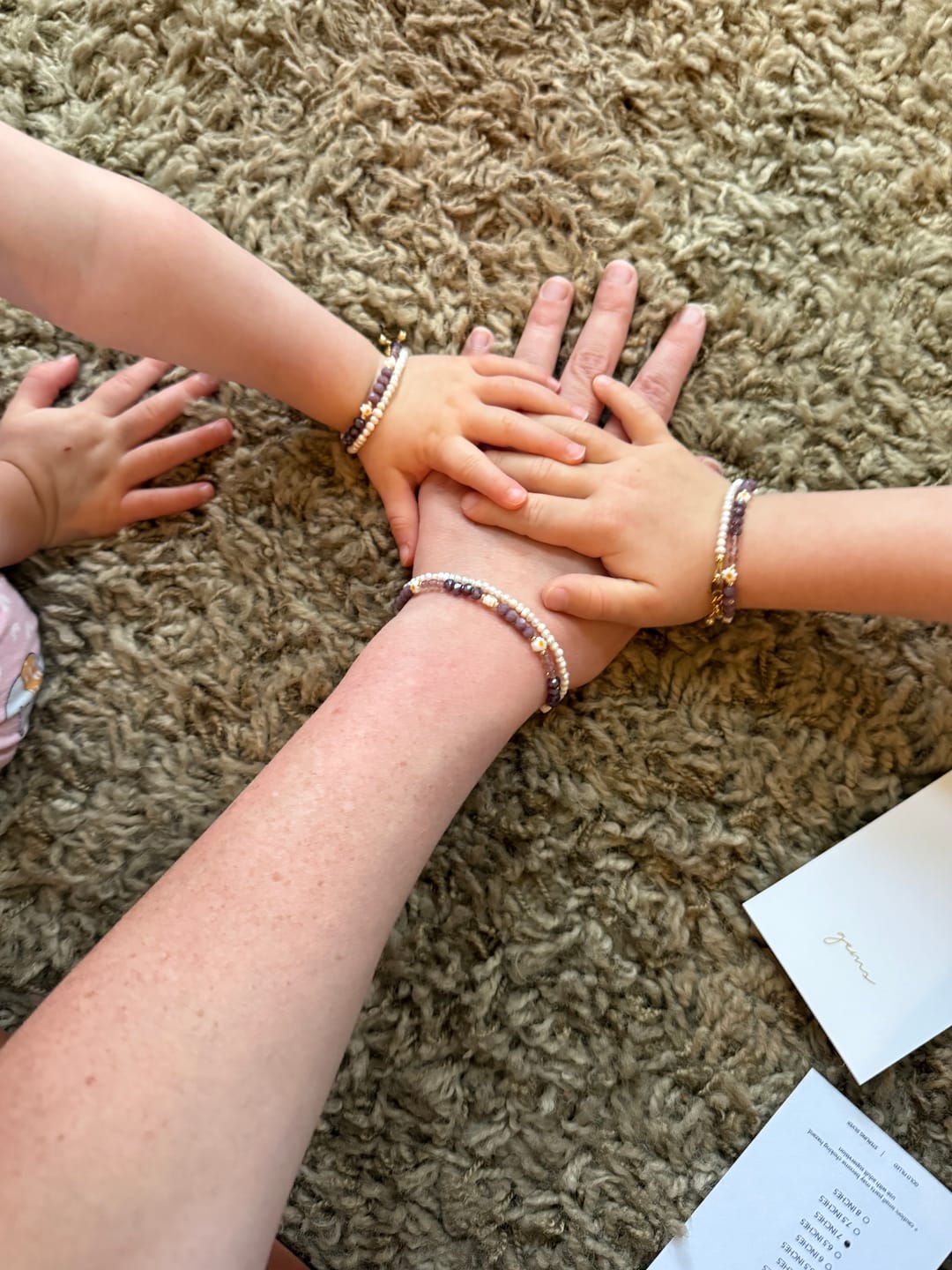 Customer photo review of Mini Freshwater Pearl Mom + Mini Bracelet Set (2MM Beads)