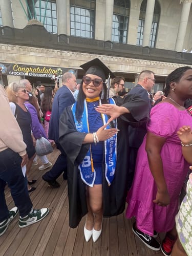 Customer photo review of Personalized Zeta Phi Beta Blue Graduation Stole School And Org Style