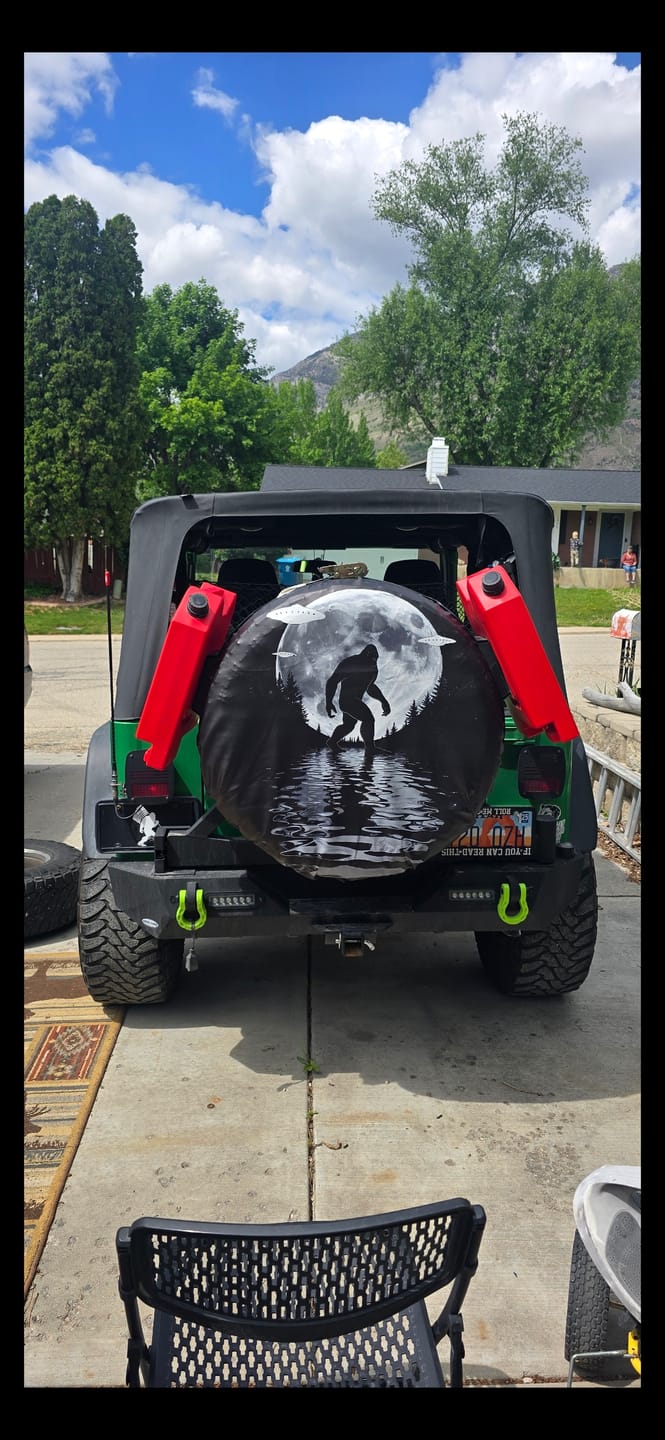 Customer photo review of Bigfoot Spare Tire Cover Sasquatch Under The Moon Cryptid TS02