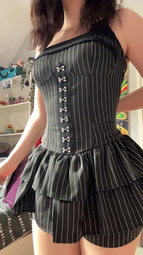 Customer photo review of Grunge Doll Stripes Flared Romper Dress 2.0