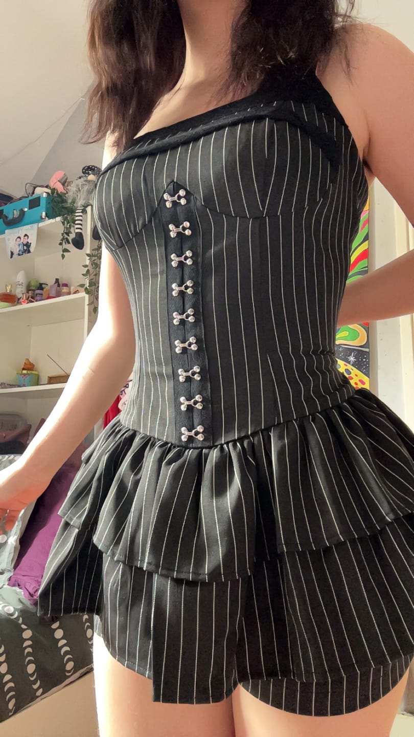 Customer photo review of Grunge Doll Stripes Flared Romper Dress 2.0