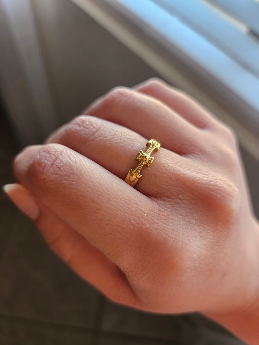 Customer photo review of Chrome Cross Ring Band
