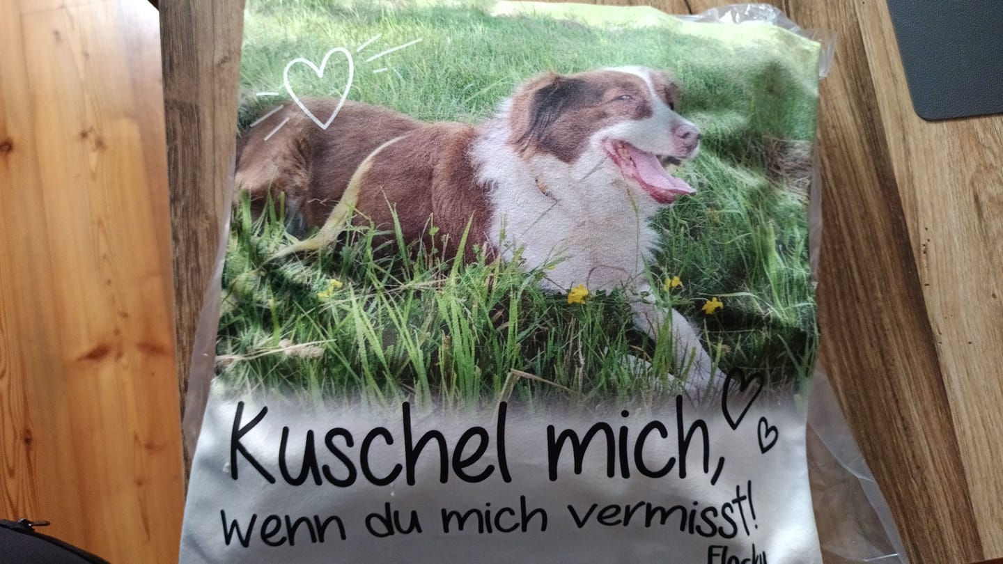 Customer photo review of Kuschel mich, wenn du mich vermisst - Individuelles Kissen