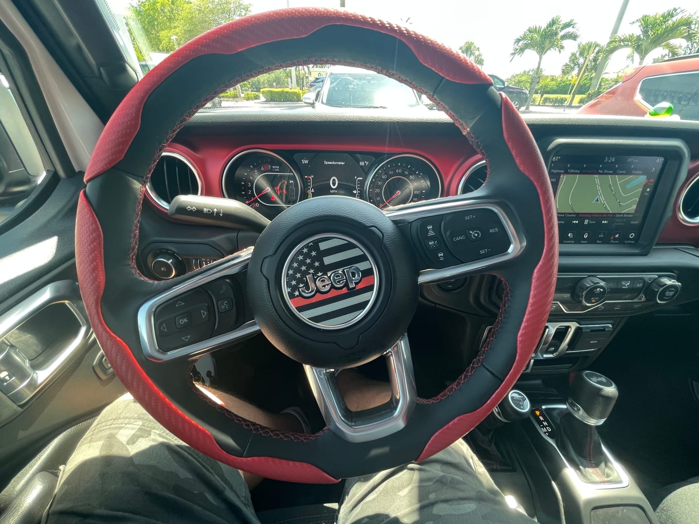 Customer photo review of First Responder Flag Steering Wheel Decal for Jeep