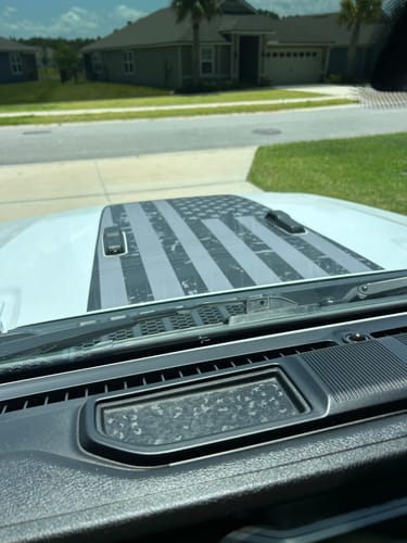 Customer photo review of Hybrid Hood Graphic - Subdued Tattered American Flag