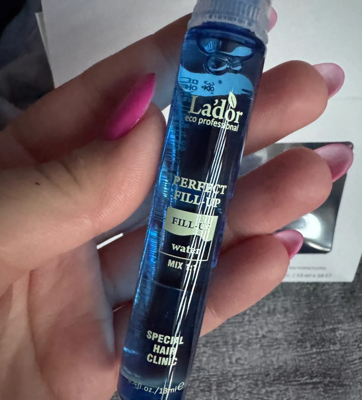Customer photo review of Matu struktūru atjaunojošs ampula-filleris Lador Perfect Hair Fill-up