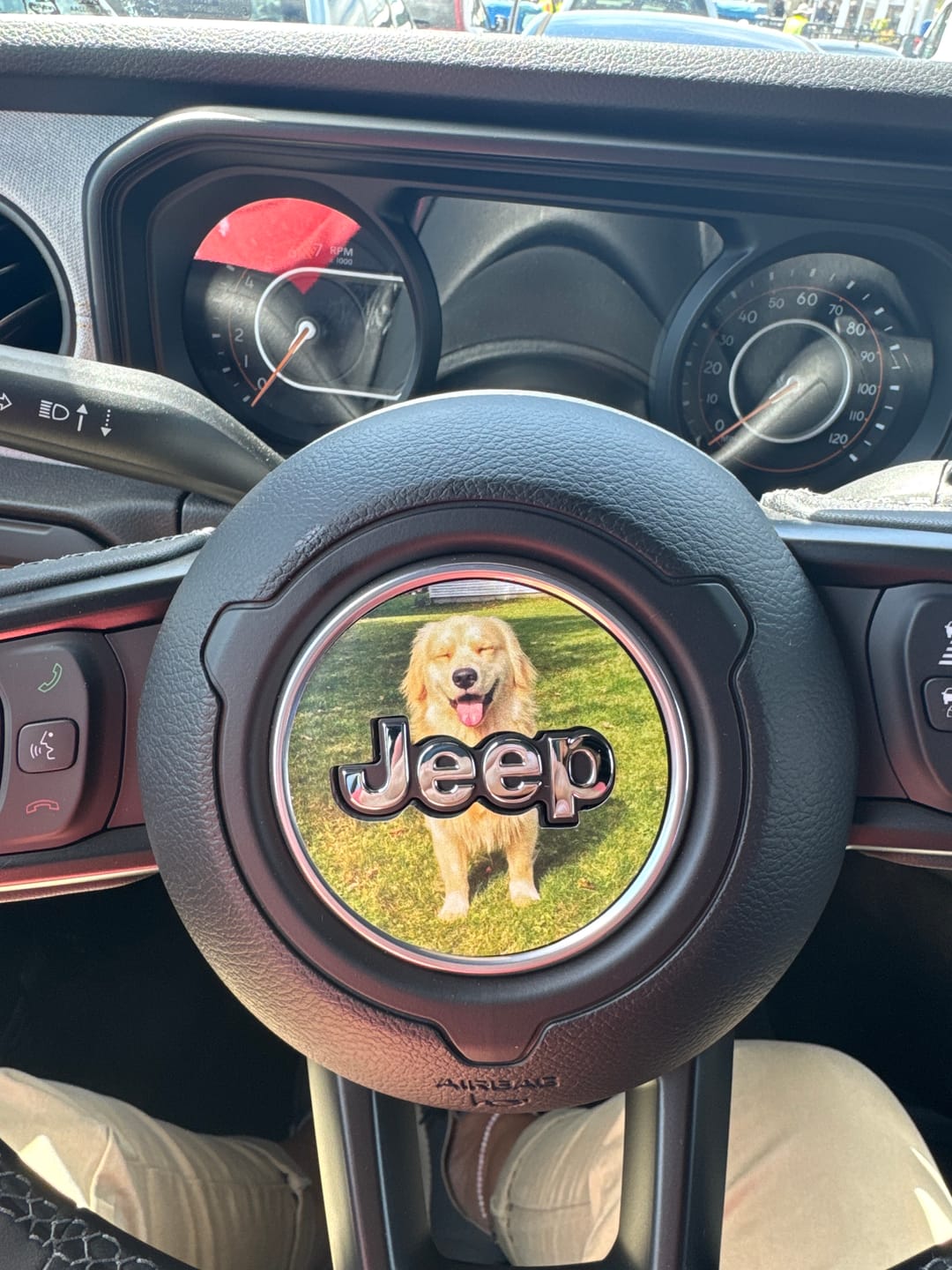 Customer photo review of Design Your Own Steering Wheel Decal for Jeep