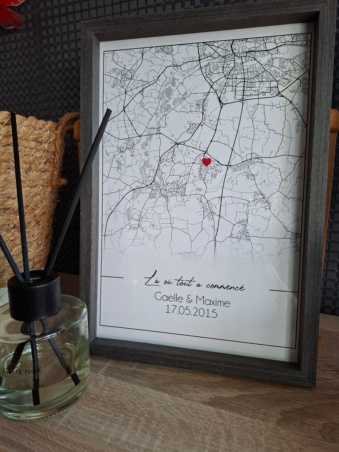 Customer photo review of Affiche Personnalisée Couple La où tout a commencé – Amour & Lieu De Rencontre