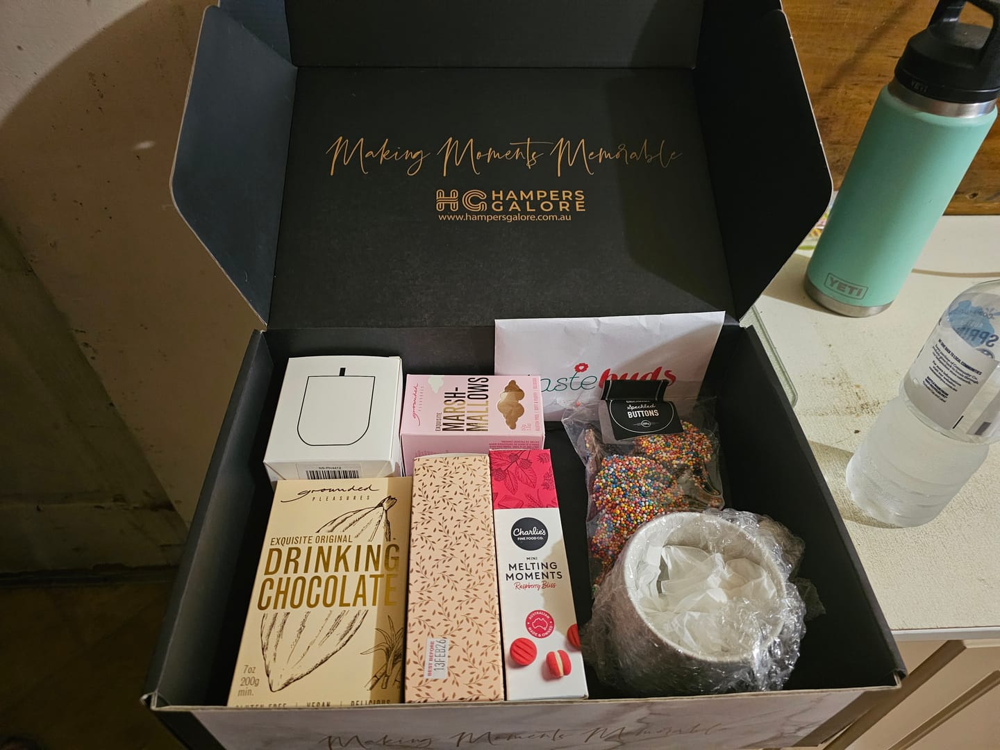 Customer photo review of Hot Chocolate Gift Baskets for her