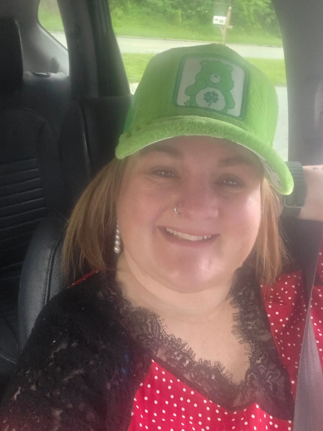 Customer photo review of OVERLORD X Care Bears:  Good Luck Bear Trucker Cap