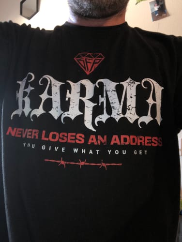 Customer photo review of KARMA TEE