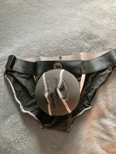 Customer photo review of Nylon 0in Mesh Bikini Briefs No Fly 1pk Dark Gray