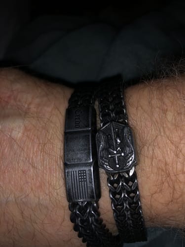 Customer photo review of St. Michael Defend Us Bracelet - Helps Pair Veterans With A Service Dog Or Shelter Dog