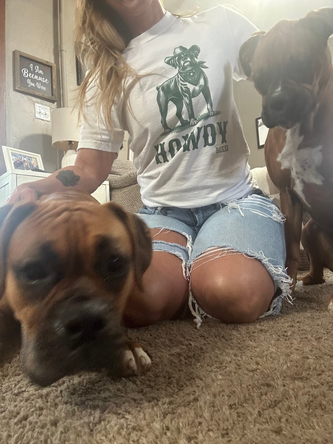 Customer photo review of Howdy Boxer dog Cowboy Shirt