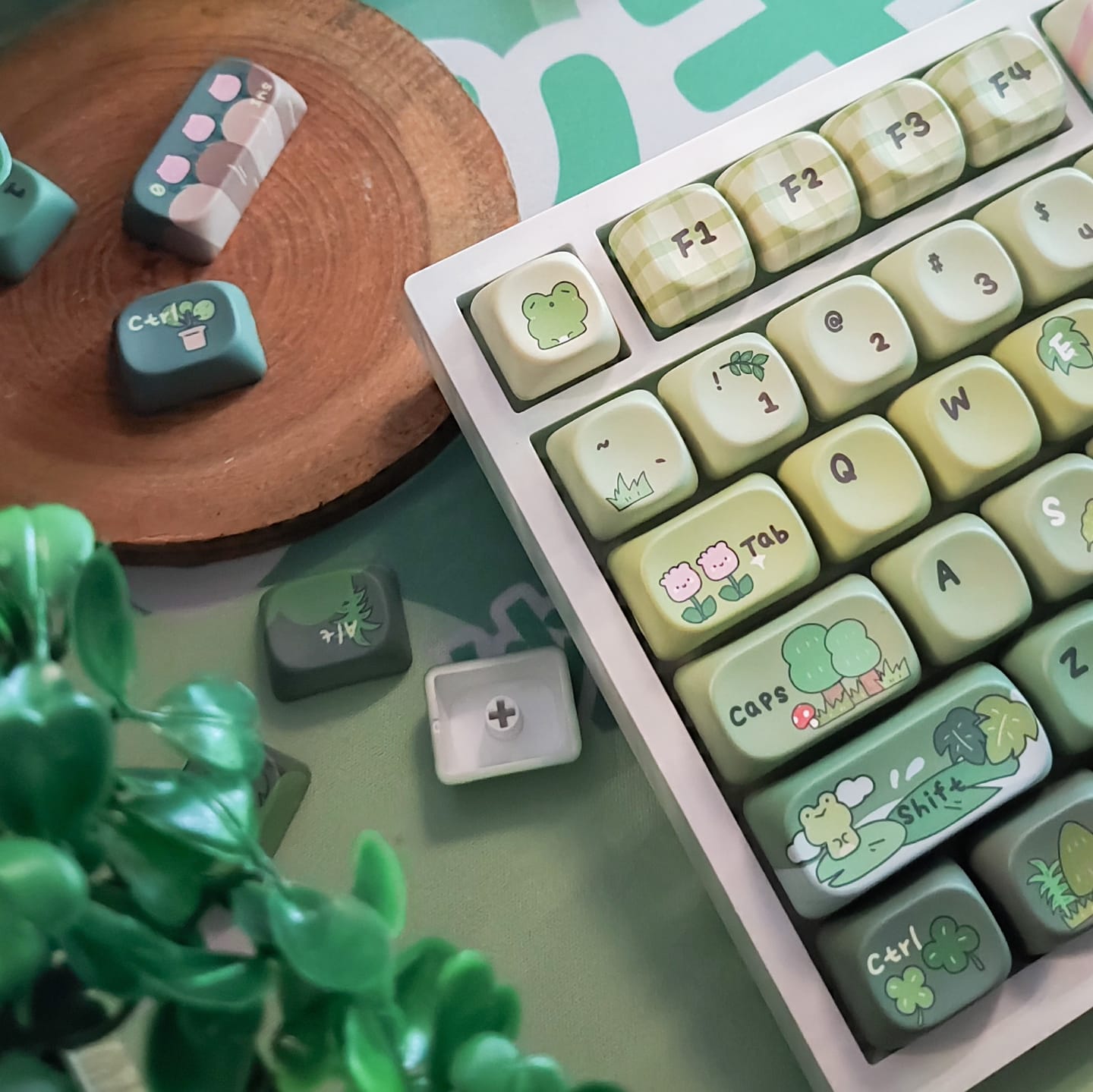 Customer photo review of KiiBOOM X Cosydiaries Rainy Froggy Day Keycap Set