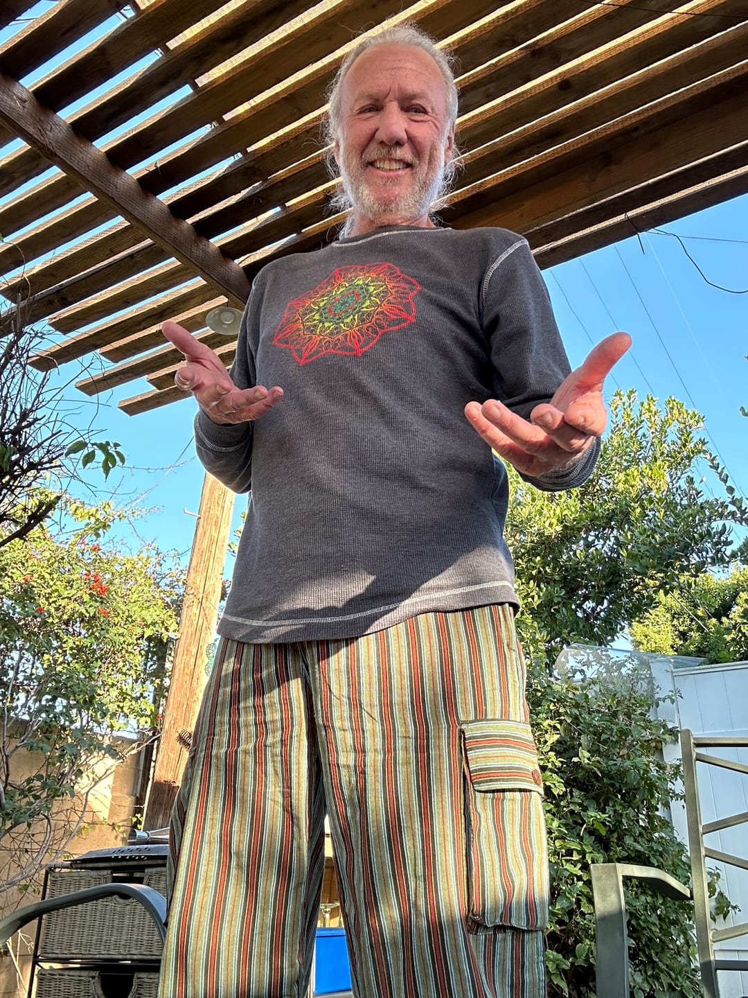 Customer photo review of Striped Cotton Cargo Pants