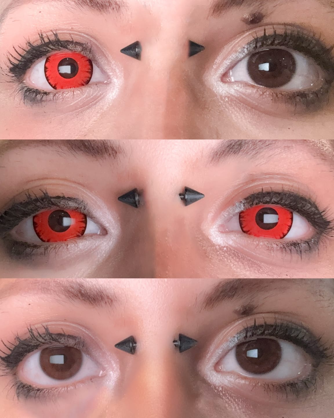 Customer photo review of Cosplay Lucifer's Eye Red Prescription Colored Contact Lenses
