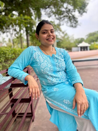 Customer photo review of Aayat Ice Blue Long Rayon kurta