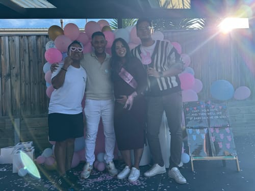 Customer photo review of Lucille Knit Maternity Midi Dress in Burgundy