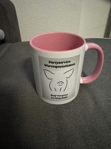 Customer photo review of TassenExpress - Becher Keramik Tasse mit Logo bedruckt 325ml Firmenlogo