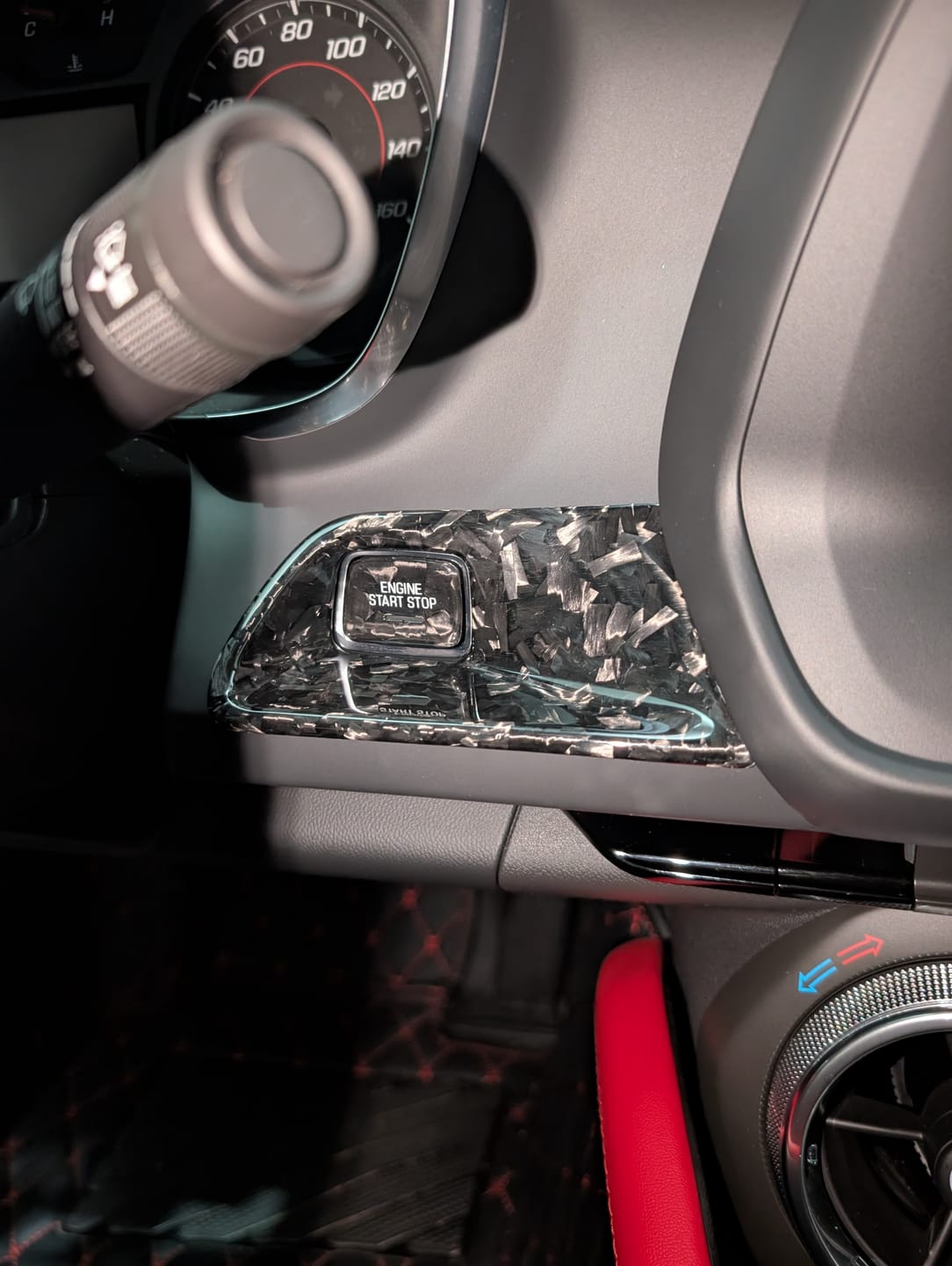 Customer photo review of 2016-2024 Camaro/2014-2019 Corvette Carbon Fiber Start Stop Engine Button Cover