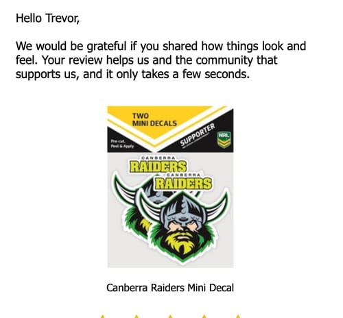 Customer photo review of Canberra Raiders Mini Decal