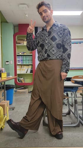 Customer photo review of Mens Draped Layered Design Casual Pant SKUK90561