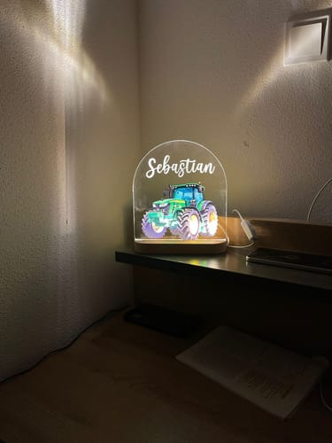 Customer photo review of Traktor Nachtlicht mit eigenem Namen