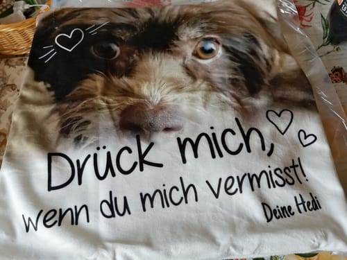 Peggy J. review of Drück mich, wenn du mich vermisst - Individuelles Kissen image 1 out of 1