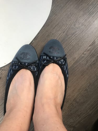 Customer photo review of cc 25c ballet flat cross line pattern dark blue denim 237480