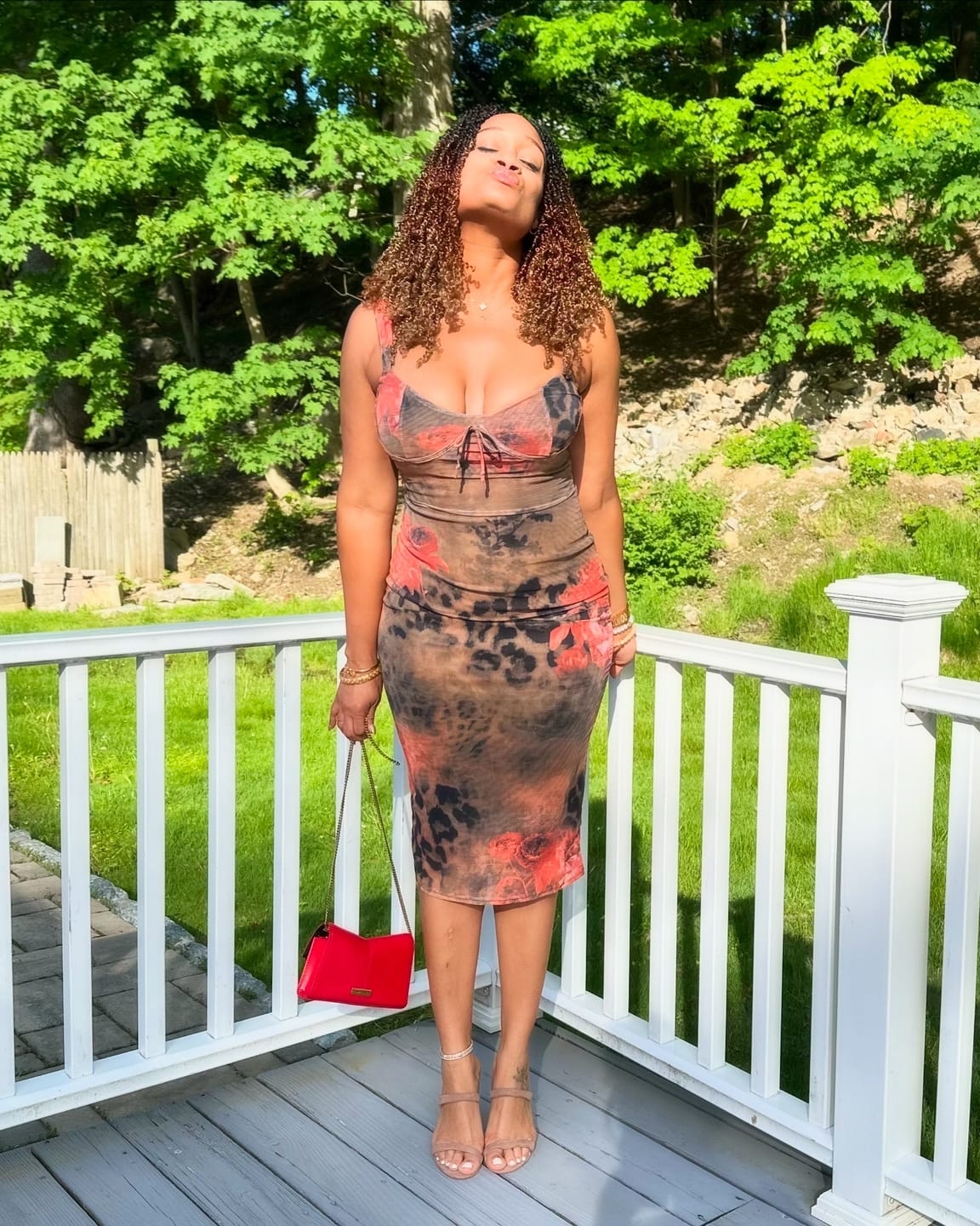 Customer photo review of Here With Me Mesh Tank Midi Dress