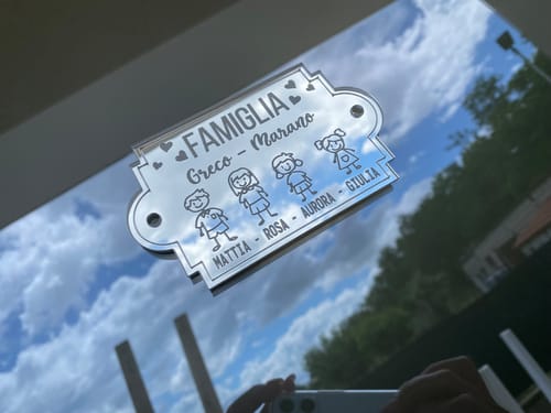 Customer photo review of Fuoriporta Personalizzato con Nomi della Famiglia in Plexiglass