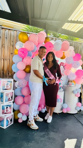 Customer photo review of Lucille Knit Maternity Midi Dress in Burgundy