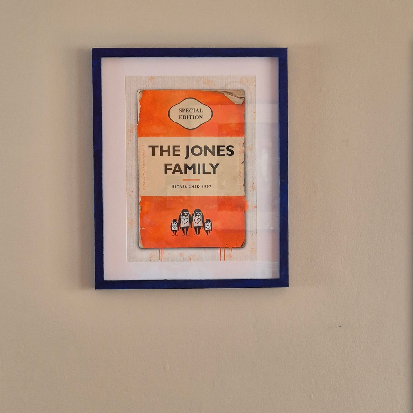 Customer photo review of Personalised Book Cover Art Print (Family Edition) New Colours!