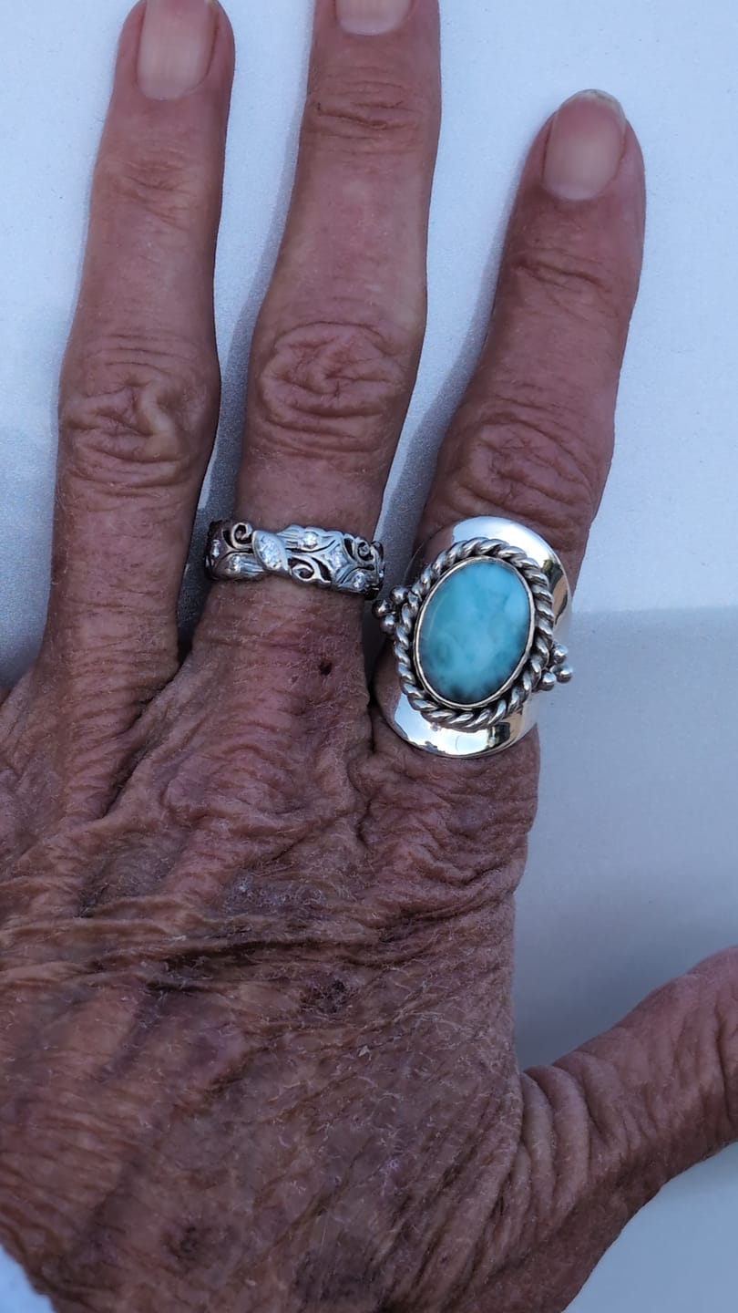 Customer photo review of Larimar Sterling Silver Boho Ring for Women