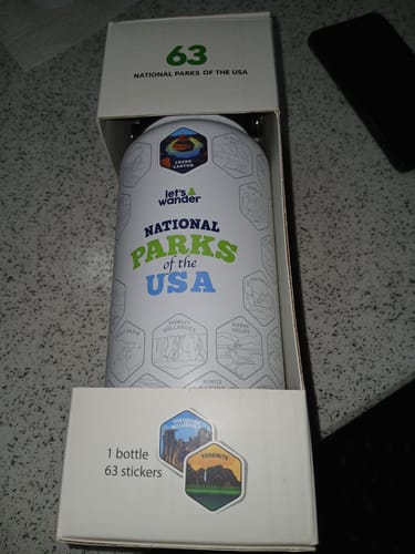 Customer photo review of Let's Wander™ National Parks Water Bottle + Stickers