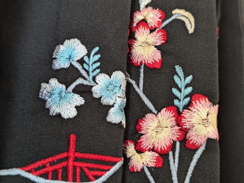 Customer photo review of Yimeng Huayu 遗梦花语 A Flower's Language Modernized Ming Mamian Wide Legged Trousers & Drape Top Set