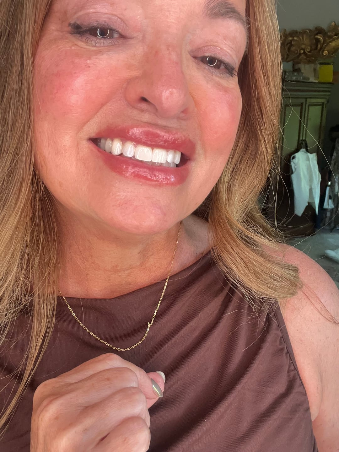 Customer photo review of Personalized Sideway Initial Necklace 18K Best Seller
