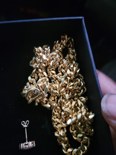 Customer photo review of 7mm 14K Gold Dipped Italian 925 Cuban Chain