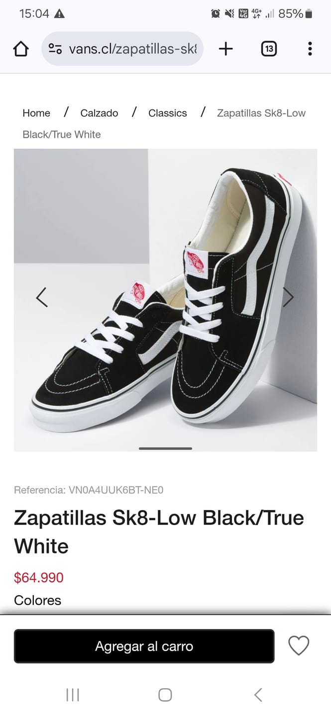 Customer photo review of Zapatilla Vans Sk8-Low Unisex Mono Negro