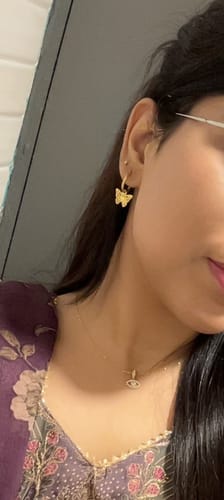 Customer photo review of Sylvia Butterfly Hoop Earrings
