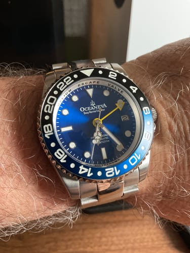 Customer photo review of Oceaneva Men's GMT Automatic Deep Marine Explorer 1250M Pro Diver Blue Dial Watch
