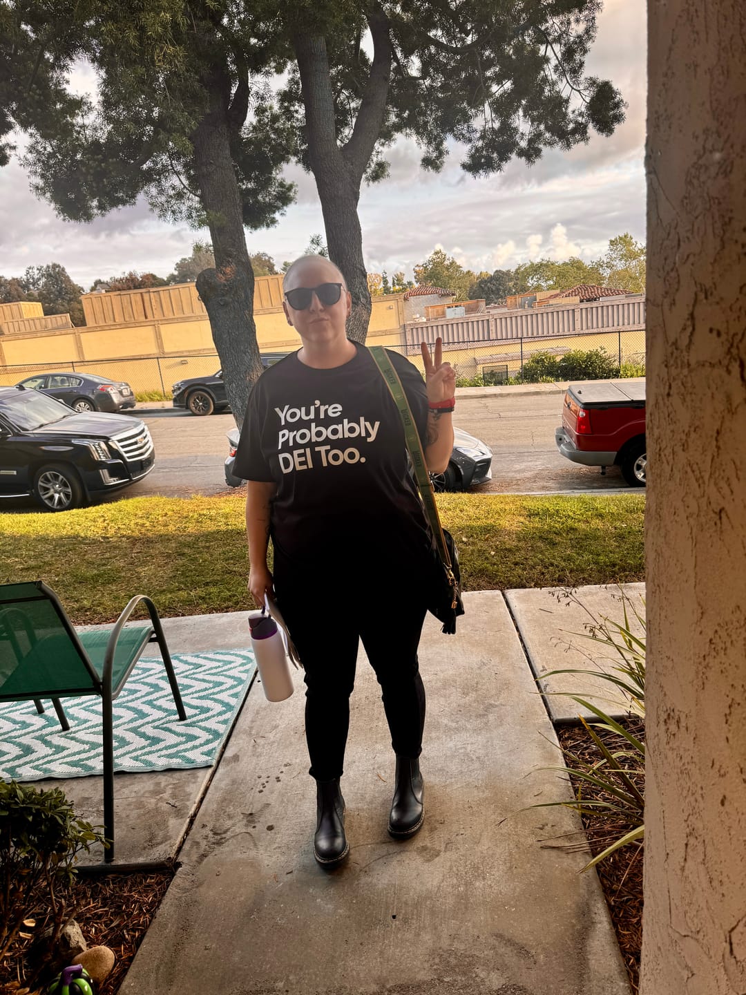 Customer photo review of You're Probably DEI Too Unisex Tee (Front and Back Design Print)