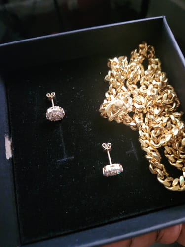 Customer photo review of 1.40 Carat Certified VVS1 Moissanite Cluster Earrings