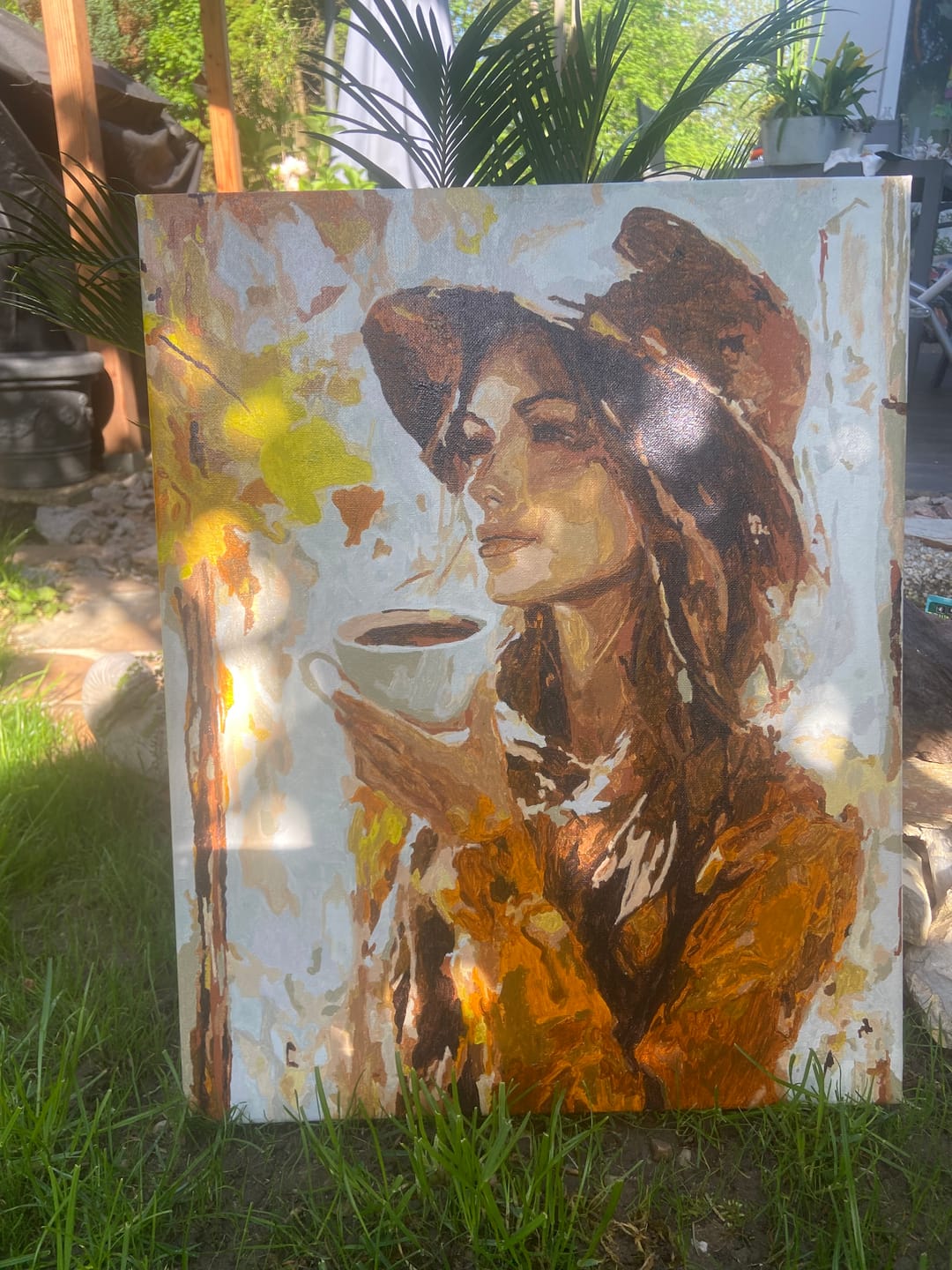 Customer photo review of Malen nach Zahlen - Herbstkaffee, Frau