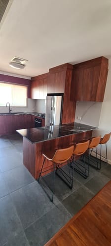 Customer photo review of Kye 65cm Leatherette Kitchen Bar Stool in Rust