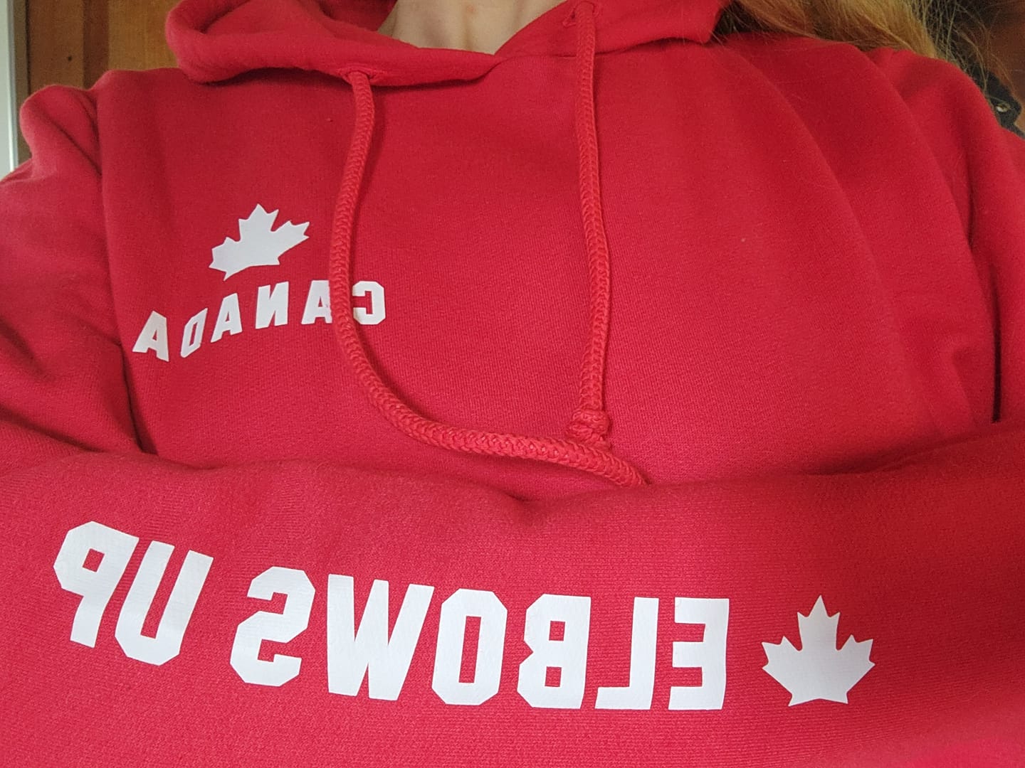 Customer photo review of Elbows Up Canada Sweatshirt or Hoodie